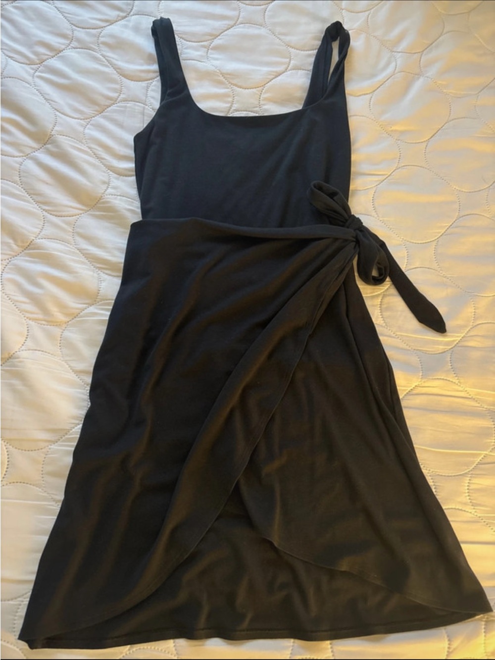 Aritzia Black Sleeveless Wrap-Style Midi Dress